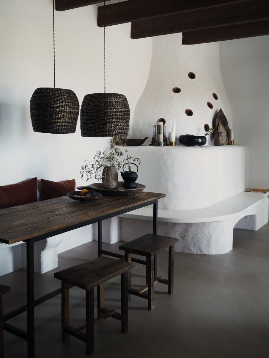 Finca-inspired minimalist kitchen design at Villa Son Font in Mallorca, Spain
