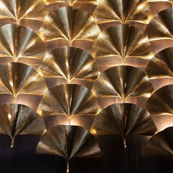 Gingko Biloba Inspired Brass Lamp