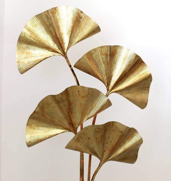 Gingko Biloba Inspired Brass Lamp