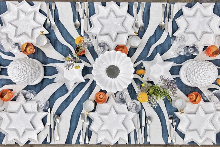 Summerill and Bishop Zebra Tablecloth in Blue and White