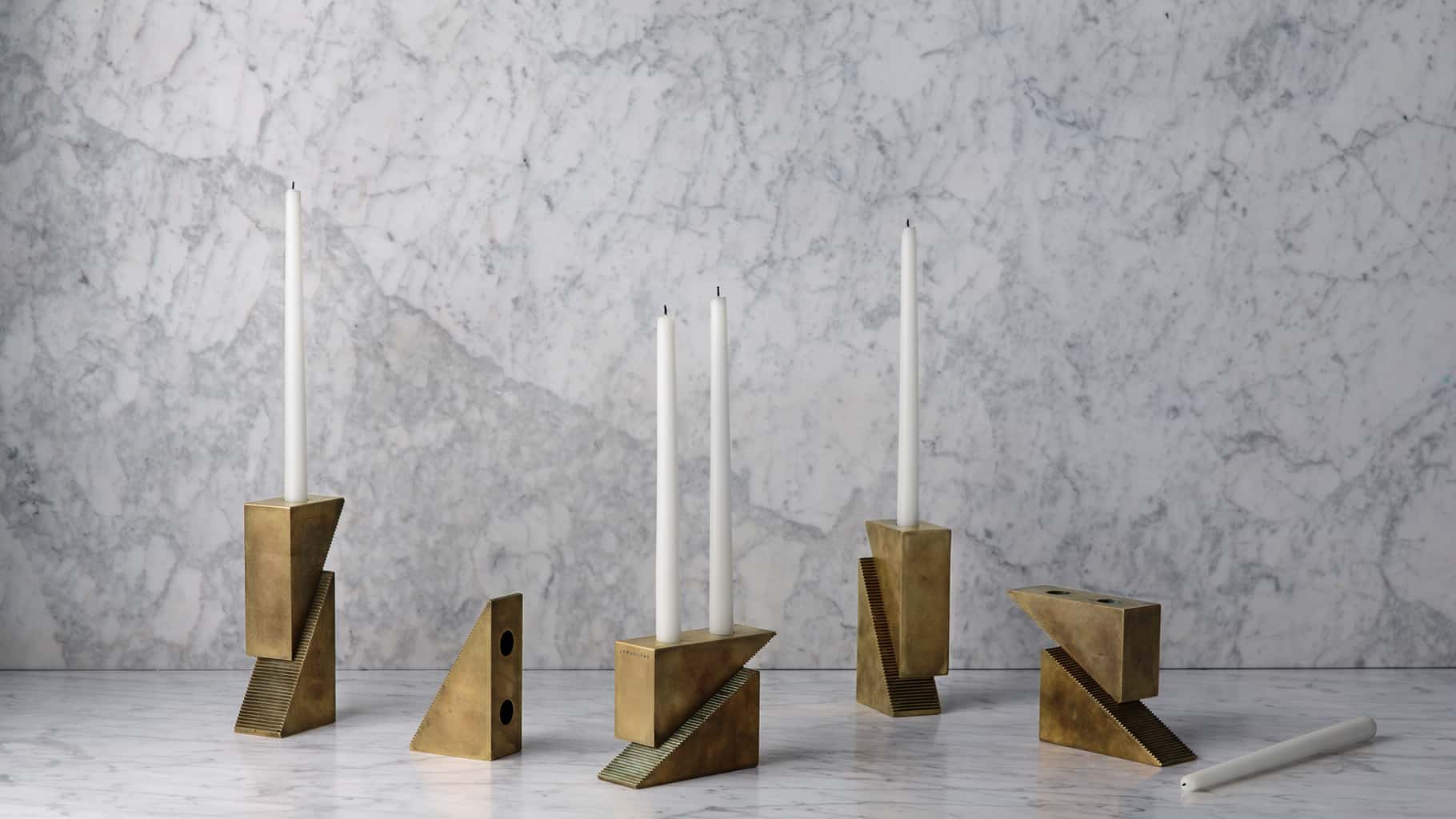 Apparatus Studio candle blocks in aged brass