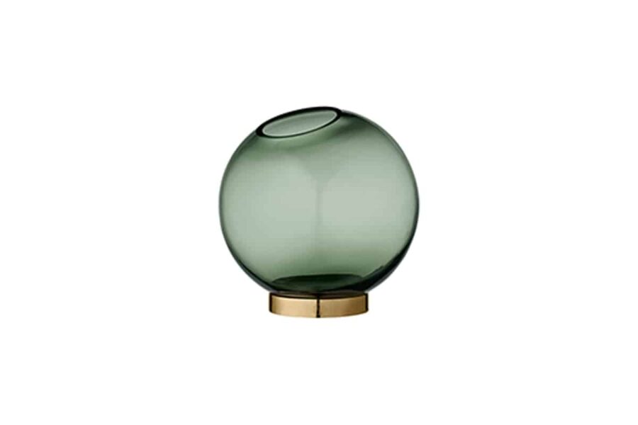 AYTM glass globe vase in green and gold