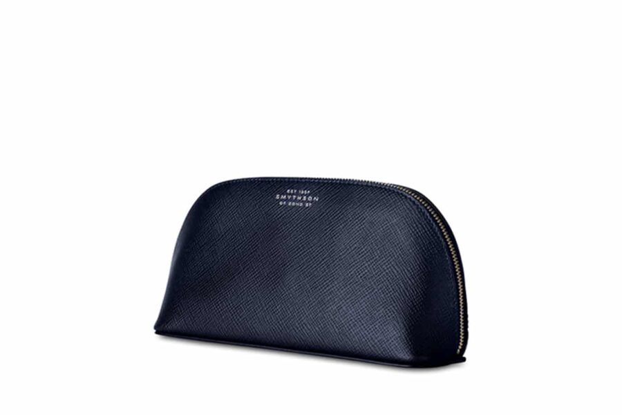 Smythson Leather Cosmetic Case in Navy