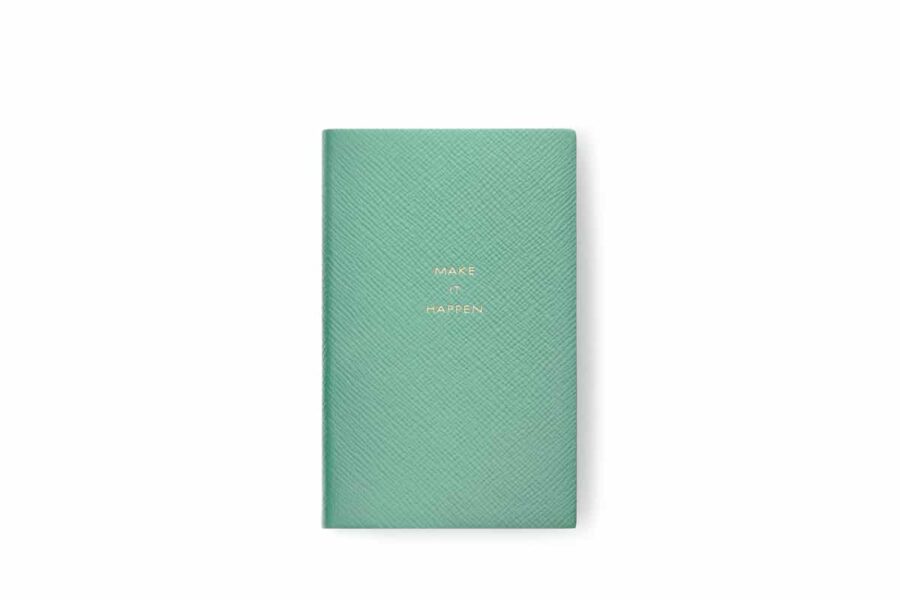 smythson leather notebook in green