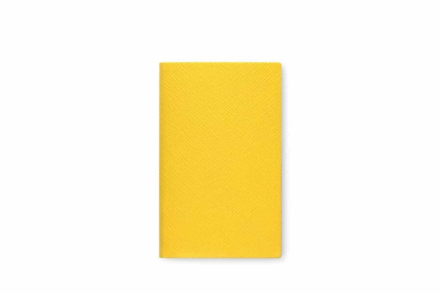 smythson leather notebook in yellow