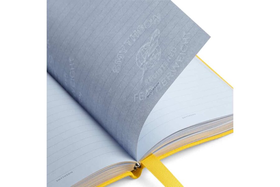 smythson leather notebook in yellow