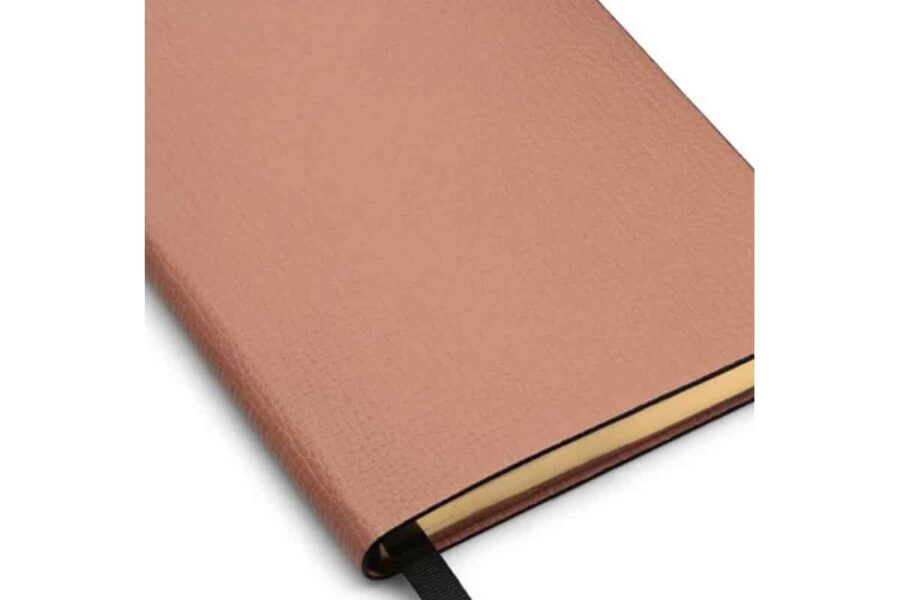 smythson leather notebook in pink