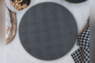 once milano round linen placemat in charcoal