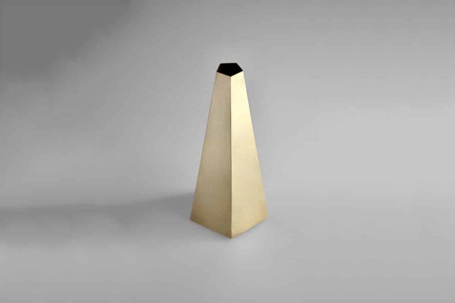 studio kyss pentagonal brass vase in metal
