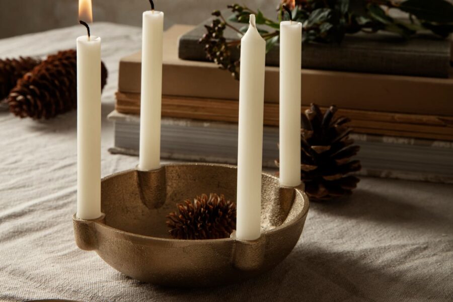 Ferm Living Bowl Candle Holder in Brass and Metal