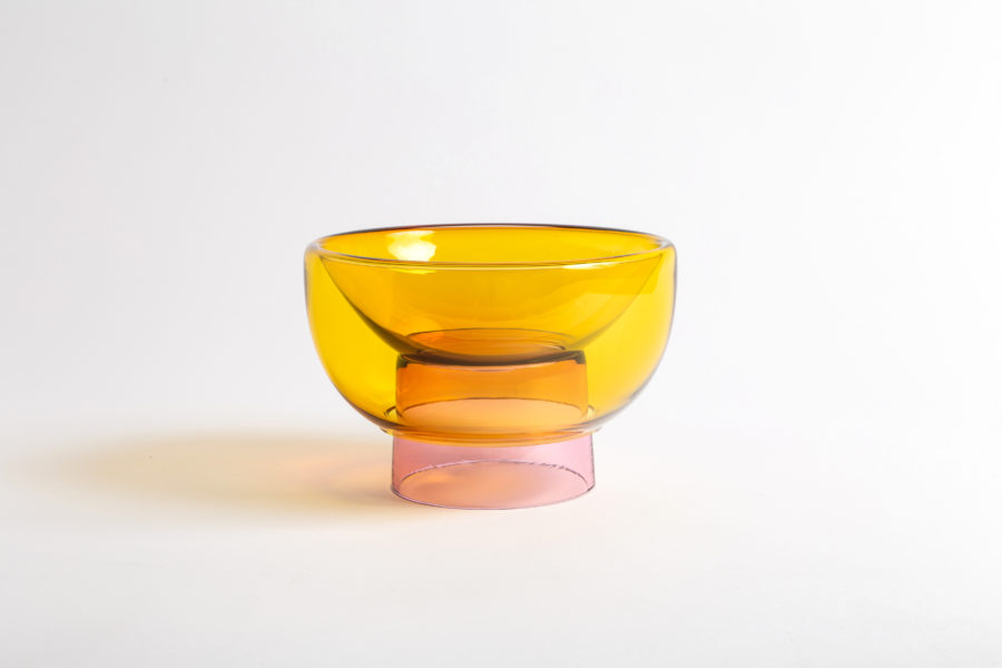Studio Hausen Sphere Glass Bowls Large Yellow and Pink